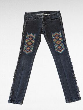 UNIF Tribal Fringe Santa Fe Black Skinny Jeans Size 26